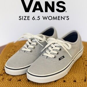 Vans Gray Canvas Lace-Up Sneakers Pinstripes Casual Style